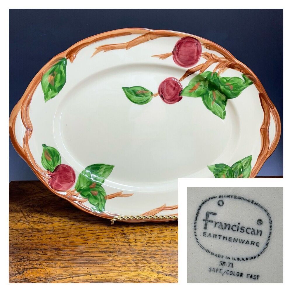 Franciscan Apple Turkey Serving Platter 14”x 10”Vintage Plate USA Earthenware